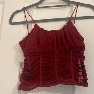 Princess Polly ruched red cropped top